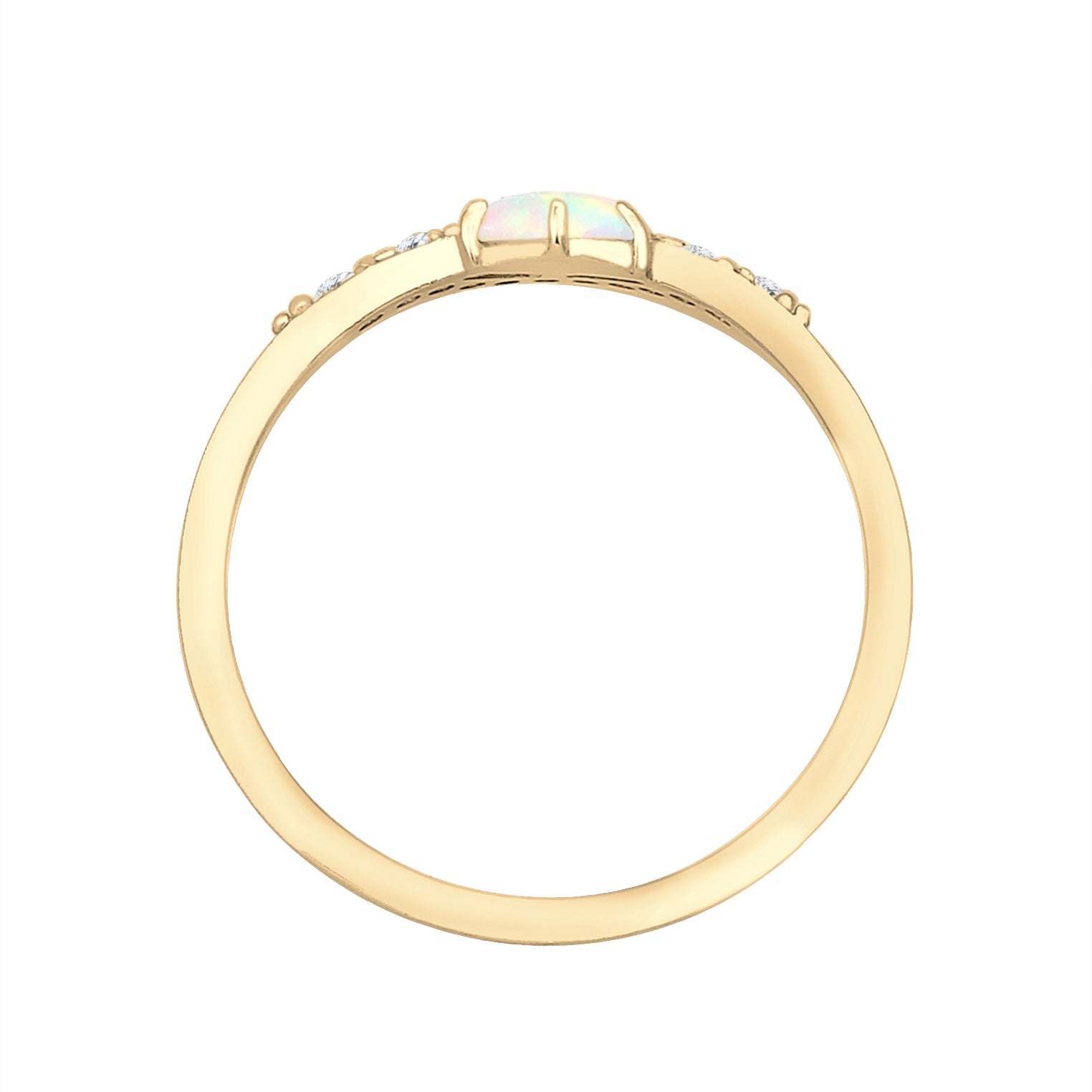 Gold - Elli | Verlobungsring | Opal ( Weiß ) | 925 Sterling Silber vergoldet