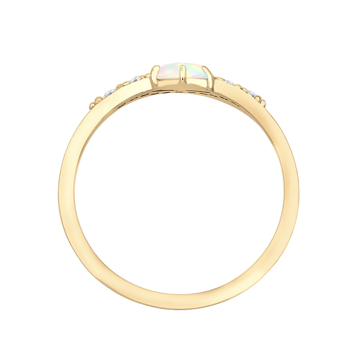 Gold - Elli | Verlobungsring | Opal ( Weiß ) | 925 Sterling Silber vergoldet
