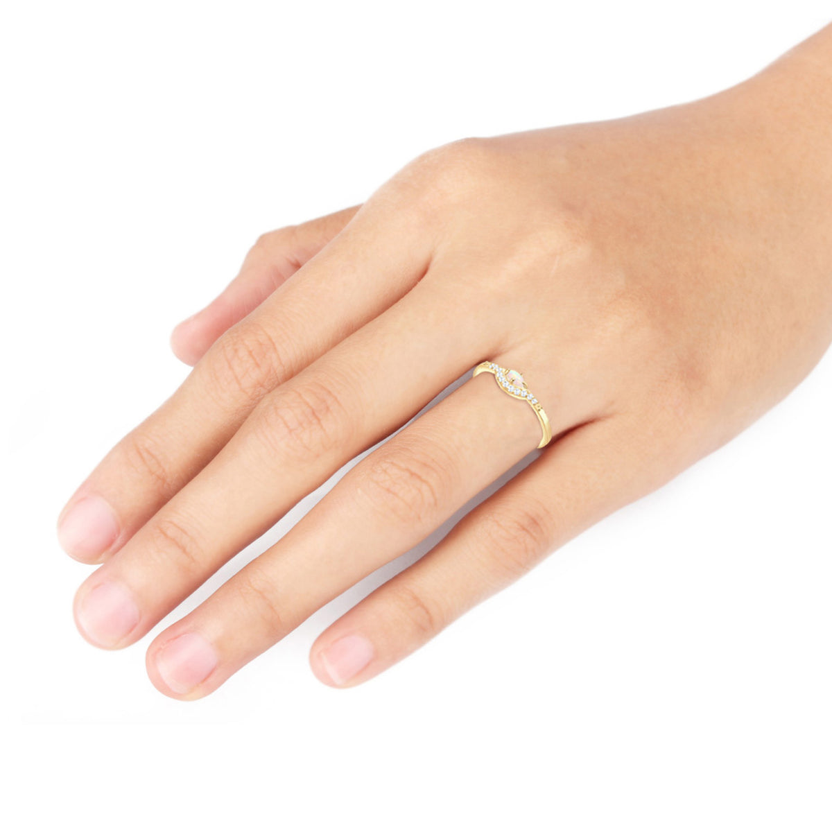 Gold - Elli | Verlobungsring | Opal ( Weiß ) | 925 Sterling Silber vergoldet