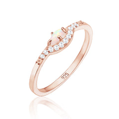 Roségold - Elli | Verlobungsring | Opal ( Weiß ) | 925 Sterling Silber Rosegold