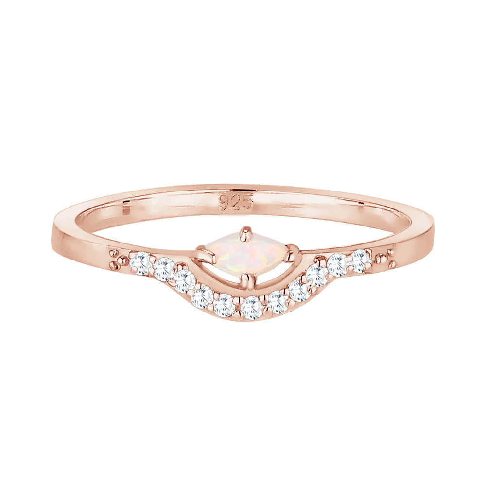Roségold - Elli | Verlobungsring | Opal ( Weiß ) | 925 Sterling Silber Rosegold