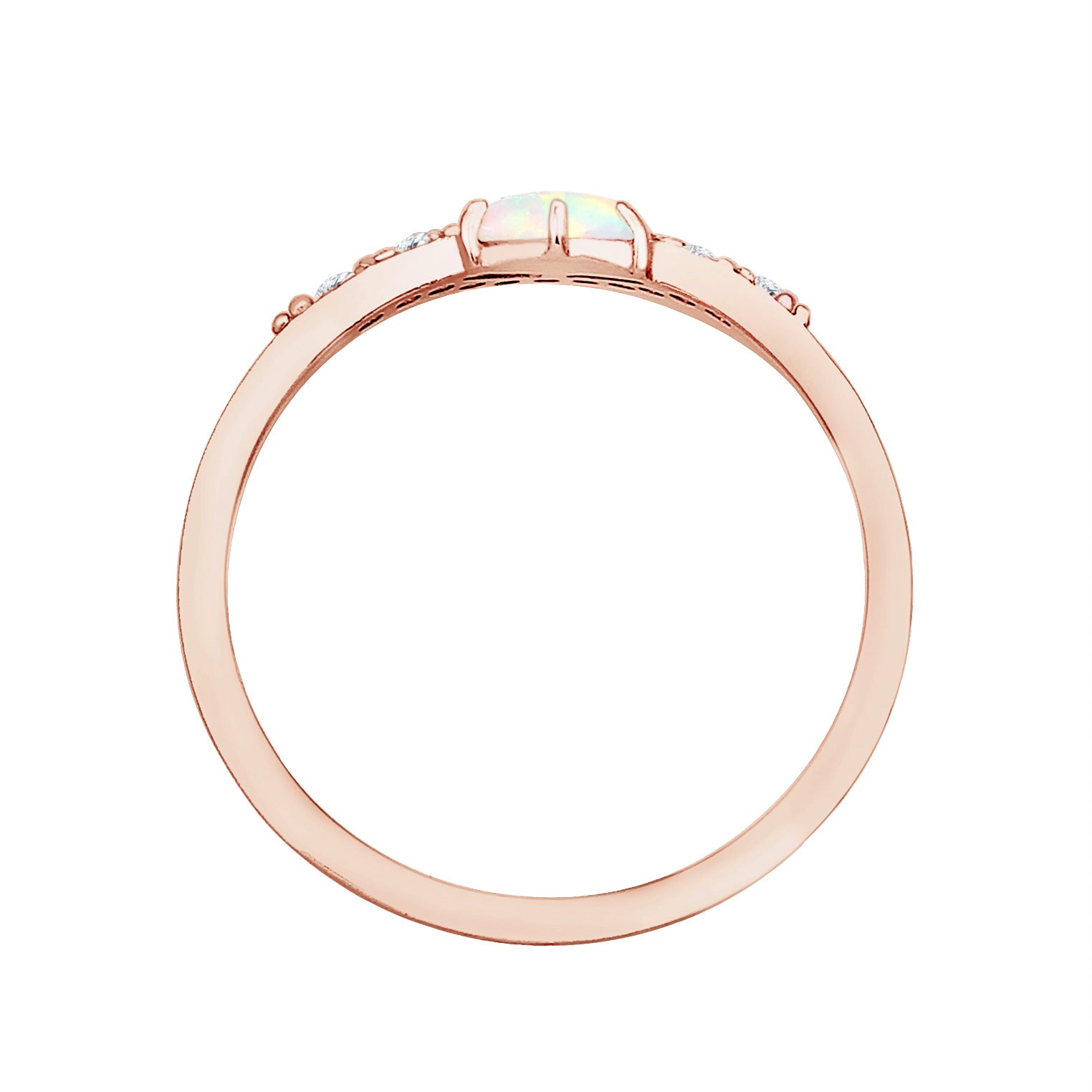Roségold - Elli | Verlobungsring | Opal ( Weiß ) | 925 Sterling Silber Rosegold