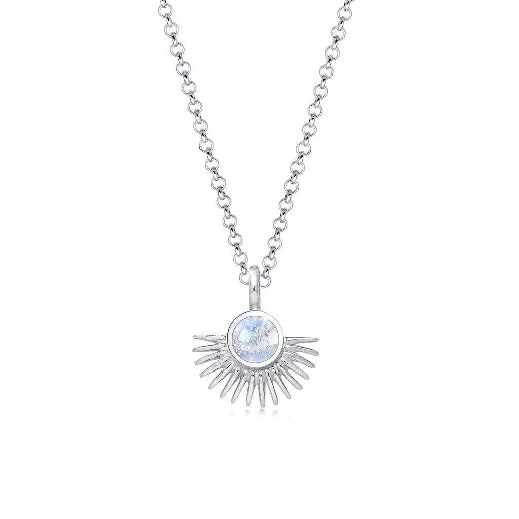 Silber - Elli | Halskette Astro | Mondstein (Weiß) | 925er Sterling Silber