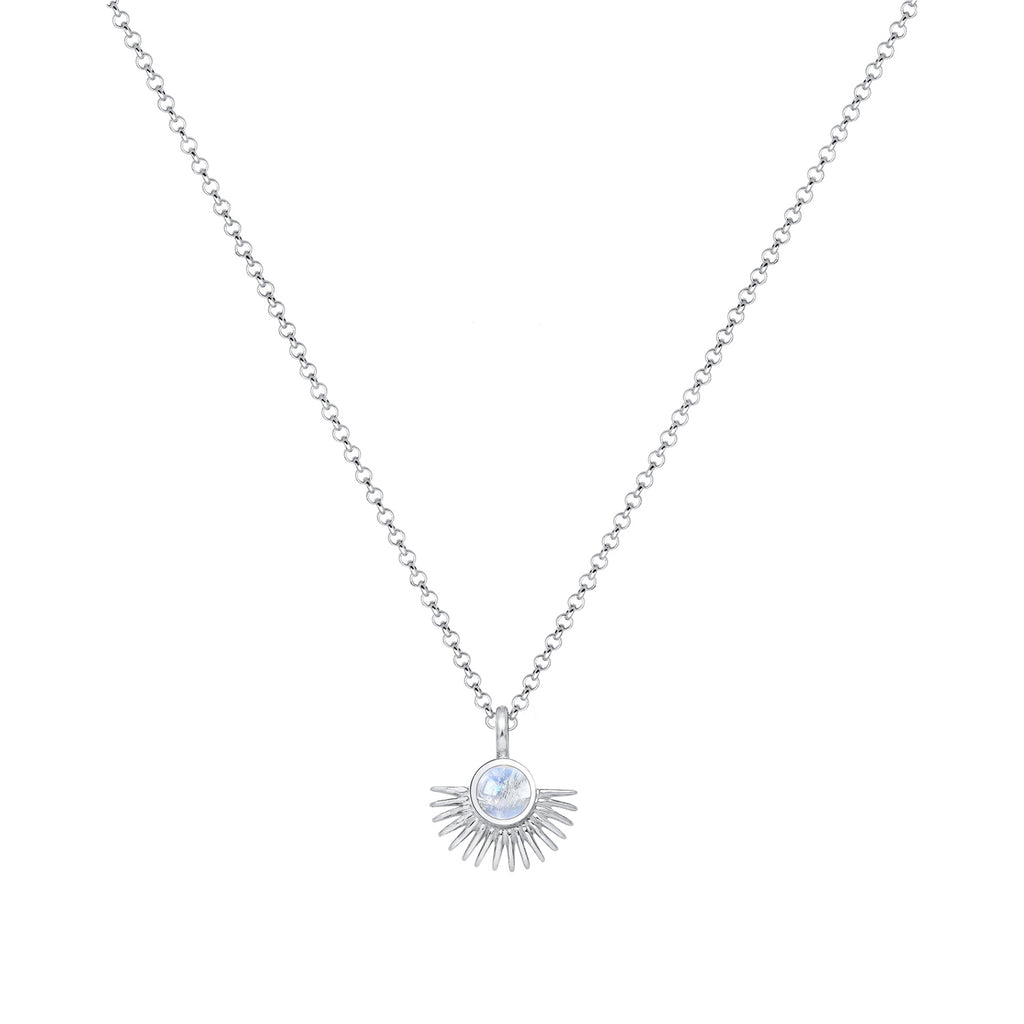 Silber - Elli | Halskette Astro | Mondstein (Weiß) | 925er Sterling Silber