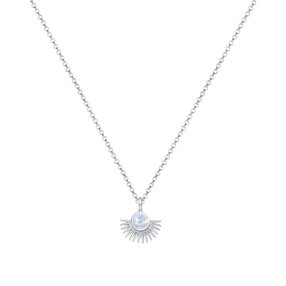 Silber - Elli | Halskette Astro | Mondstein (Weiß) | 925er Sterling Silber