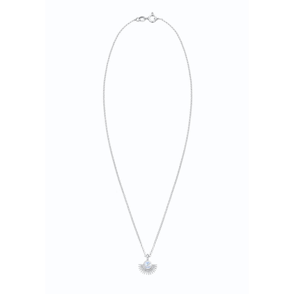 Silber - Elli | Halskette Astro | Mondstein (Weiß) | 925er Sterling Silber