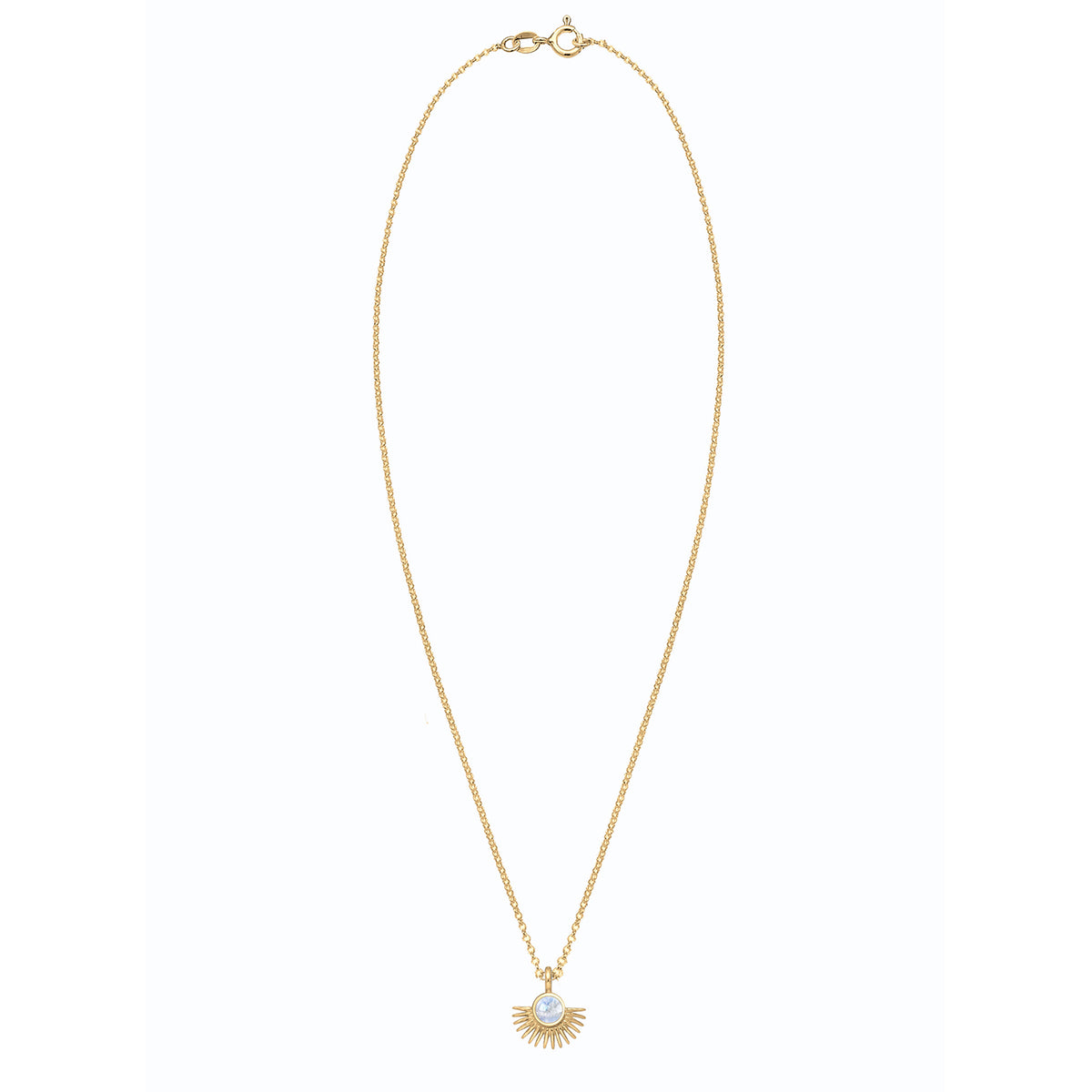 Gold - Elli | Halskette Anhänger Astro | Mondstein (Weiß) | 925 Sterling Silber vergoldet