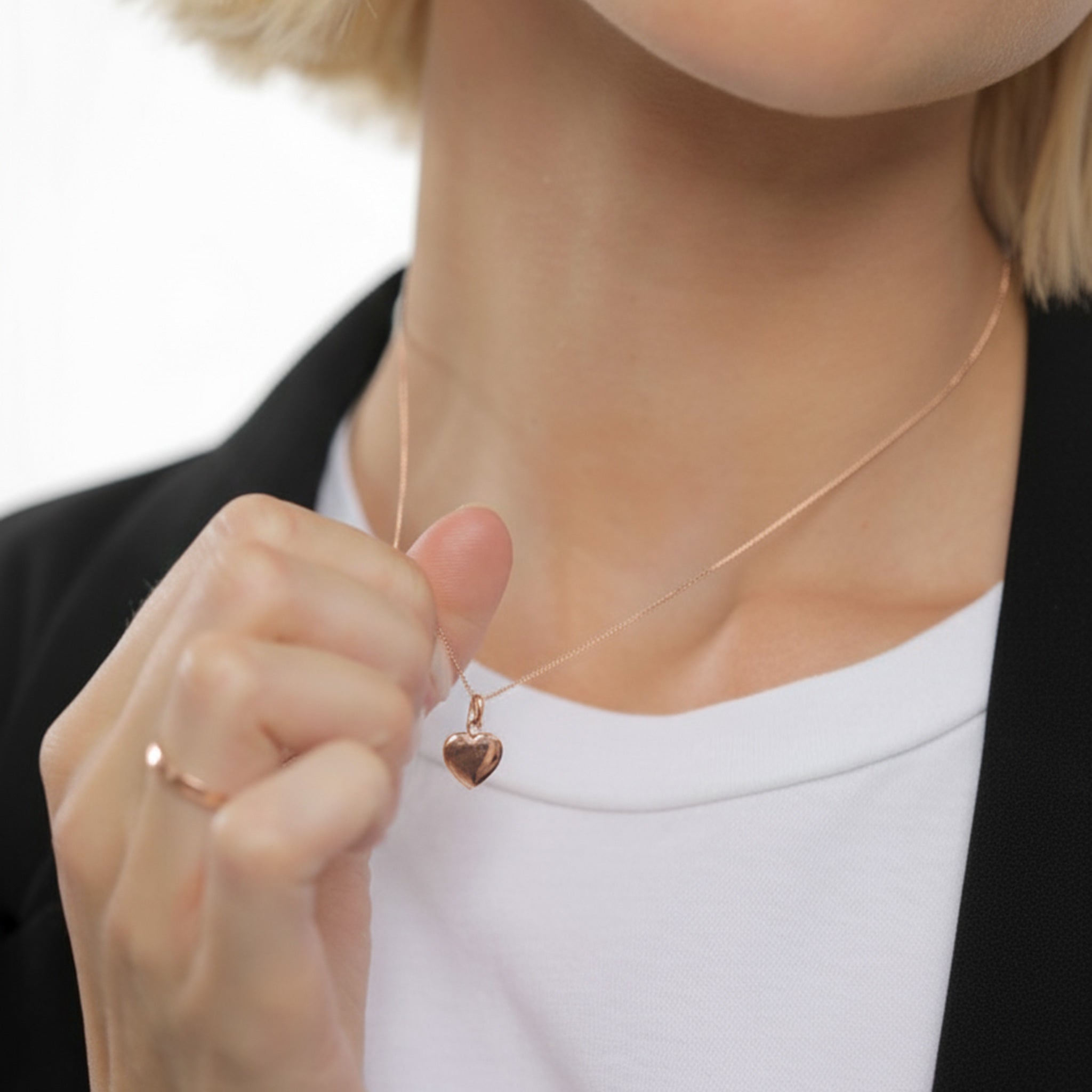 Roségold - Elli | Halskette Herz Anhänger | 925 Sterling Silber Rosevergoldet