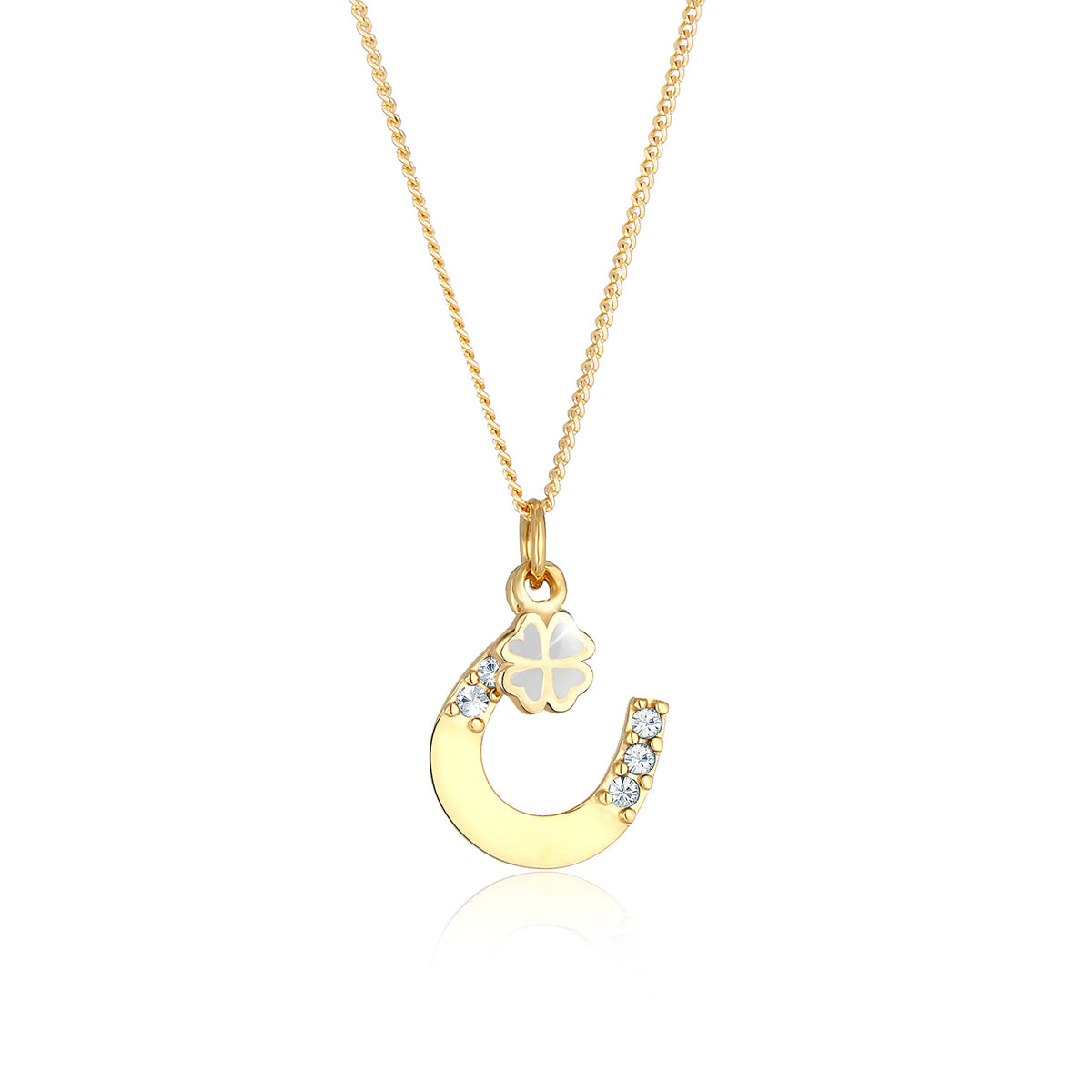 Gold - Elli | Halskette Hufeisen | Mit Kristallen von Swarovski® (Weiß) | 925 Sterling Silber vergoldet