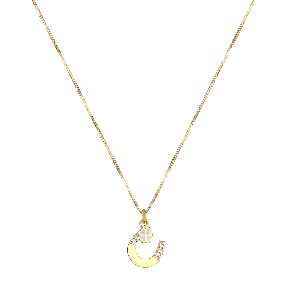 Gold - Elli | Halskette Hufeisen | Mit Kristallen von Swarovski® (Weiß) | 925 Sterling Silber vergoldet