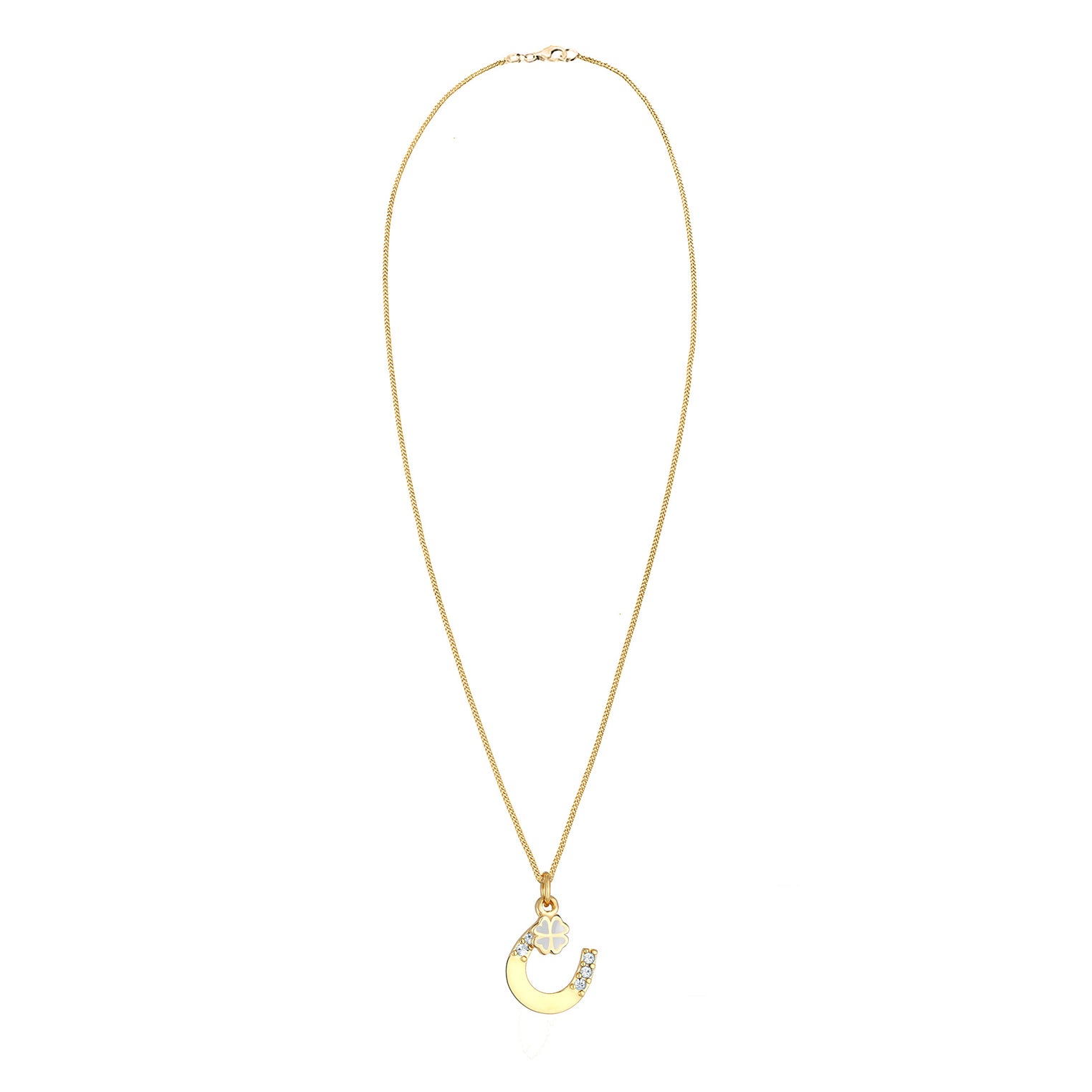 Gold - Elli | Halskette Hufeisen | Kristall ( Weiß ) | 925 Sterling Silber vergoldet