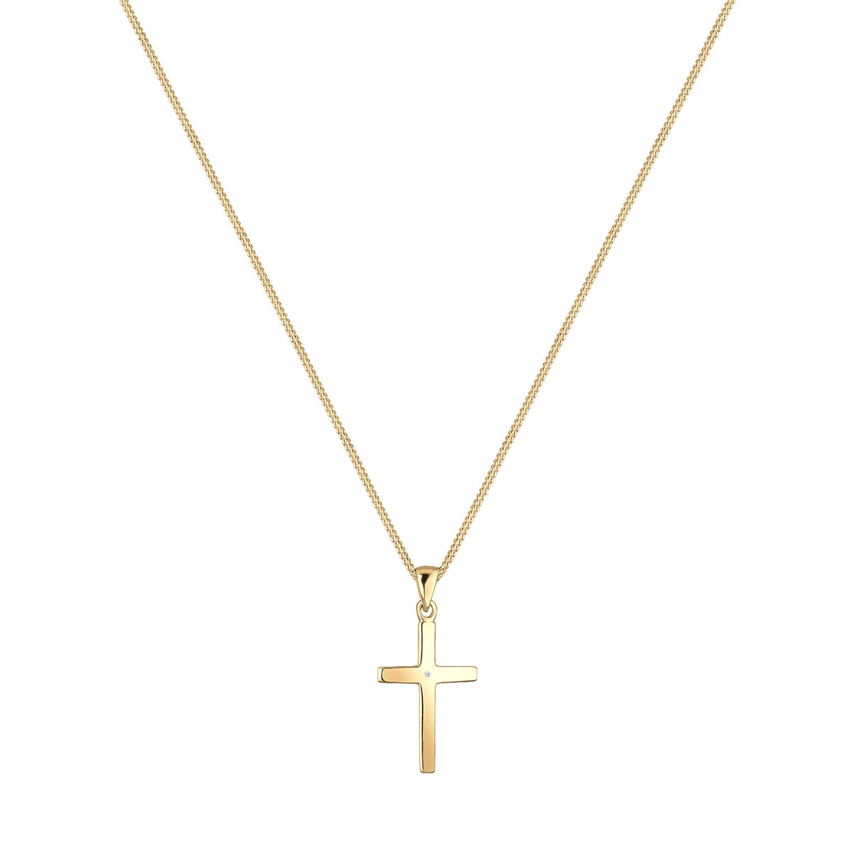Gold - Elli DIAMONDS | Halskette Kreuz | Diamant (Weiß, 0,005 ct) | 925 Sterling Silber vergoldet