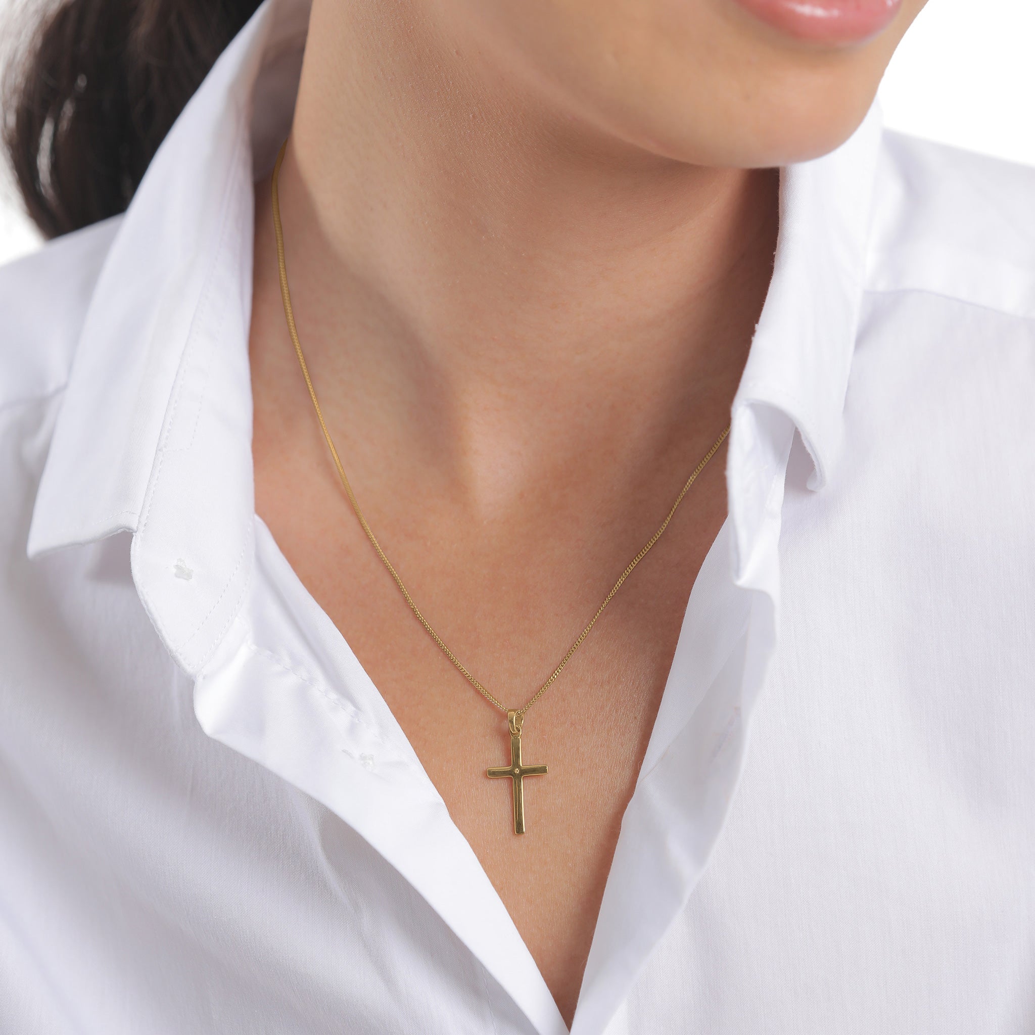 Gold - Elli DIAMONDS | Halskette Kreuz | Diamant (Weiß, 0,005 ct) | 925 Sterling Silber vergoldet