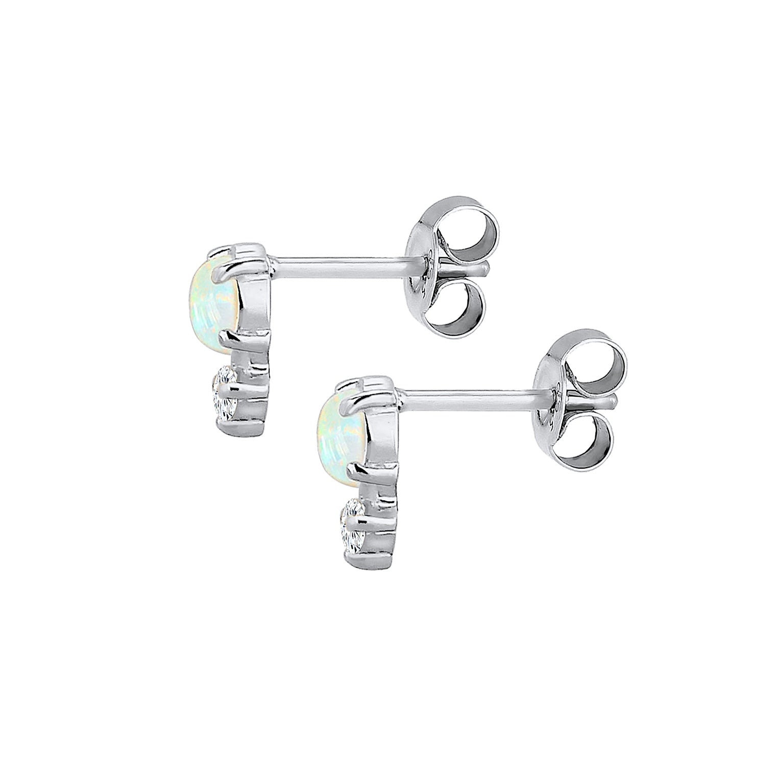 Silber - Elli | Ohrstecker Kreis | Opal ( Weiß ) | 925er Sterling Silber