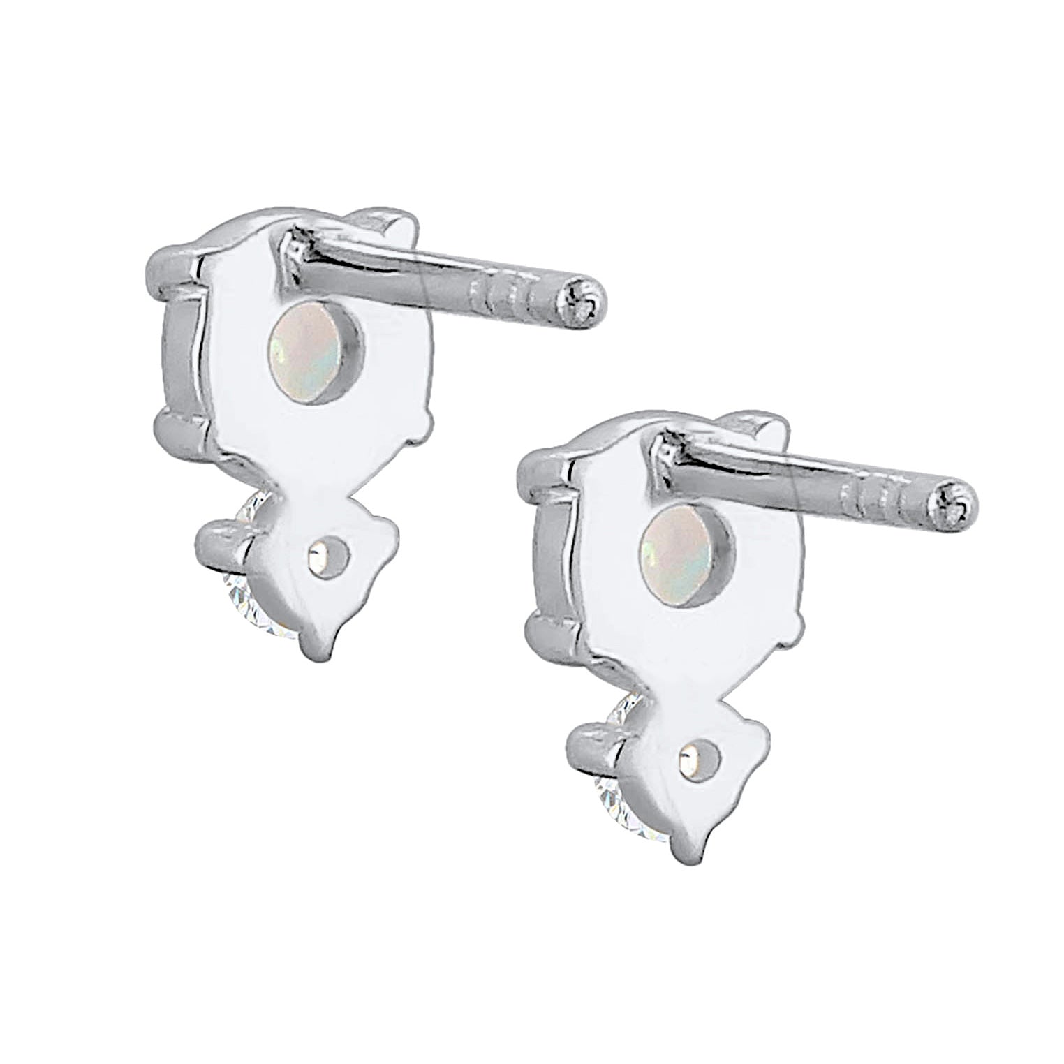 Silber - Elli | Ohrstecker Kreis | Opal ( Weiß ) | 925er Sterling Silber