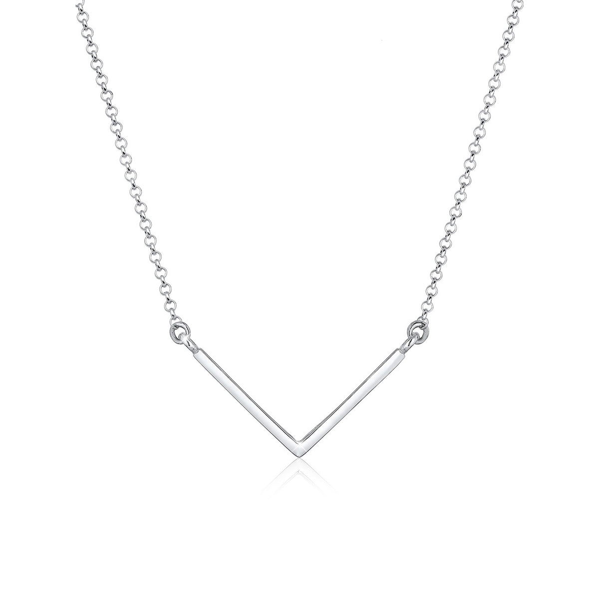 Silber - Elli | Halskette V-Form Geo | 925er Sterling Silber