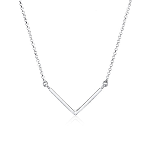 Silber - Elli | Halskette V-Form Geo | 925er Sterling Silber