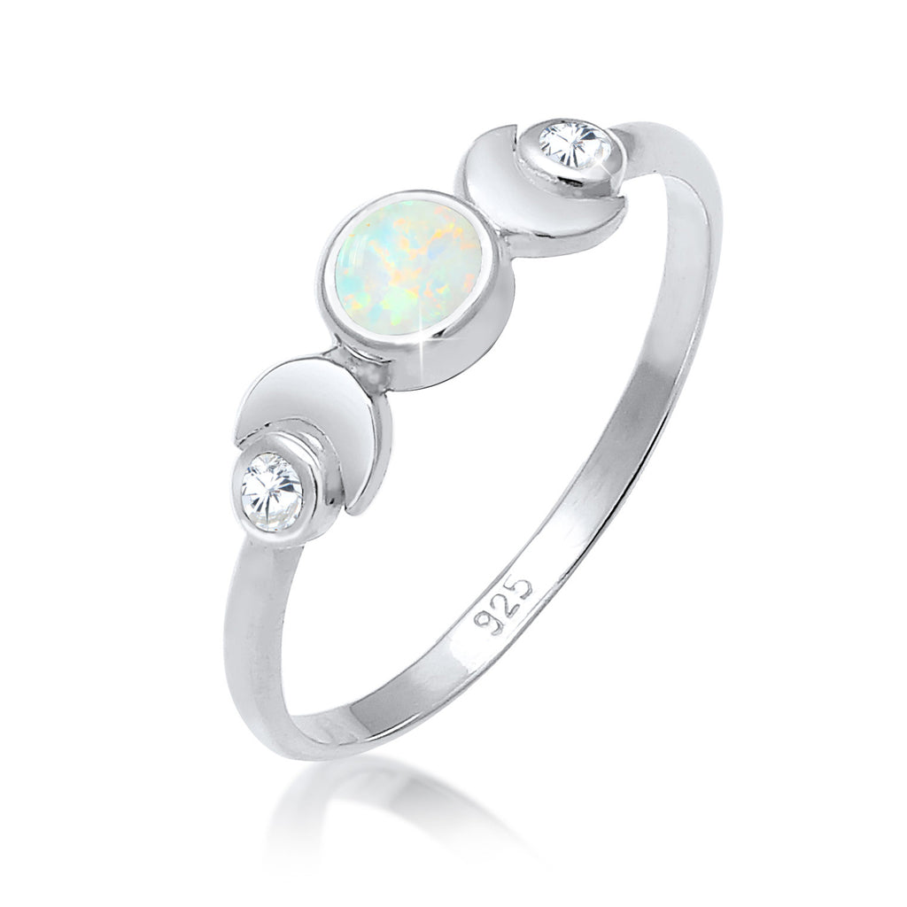 Silber - Elli | Ring Astro | Opal ( Weiß ) | 925er Sterling Silber