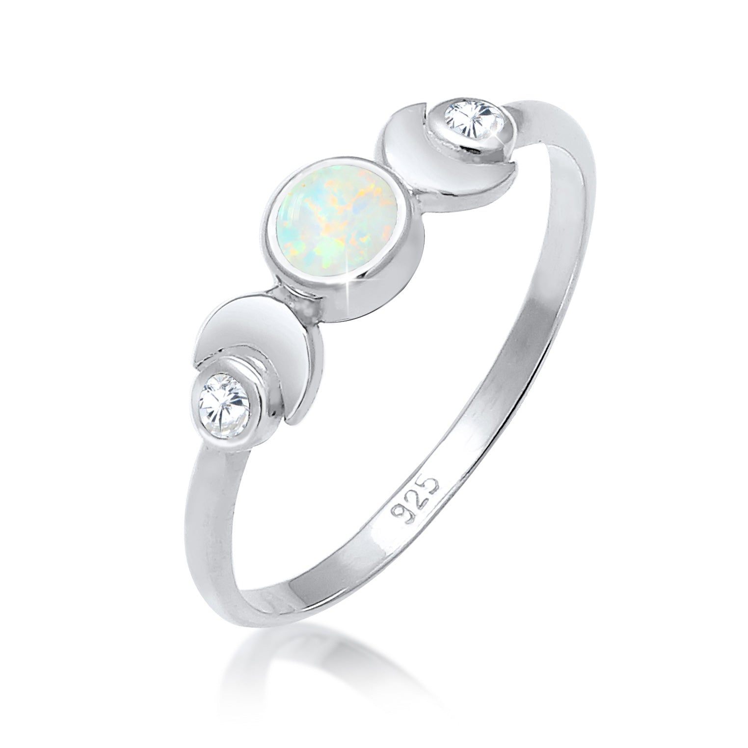 Silber - Elli | Ring Astro | Opal ( Weiß ) | 925er Sterling Silber