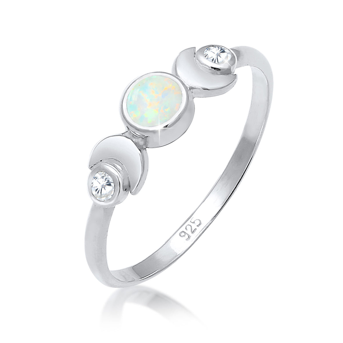 Silber - Elli | Ring Astro | Opal ( Weiß ) | 925er Sterling Silber