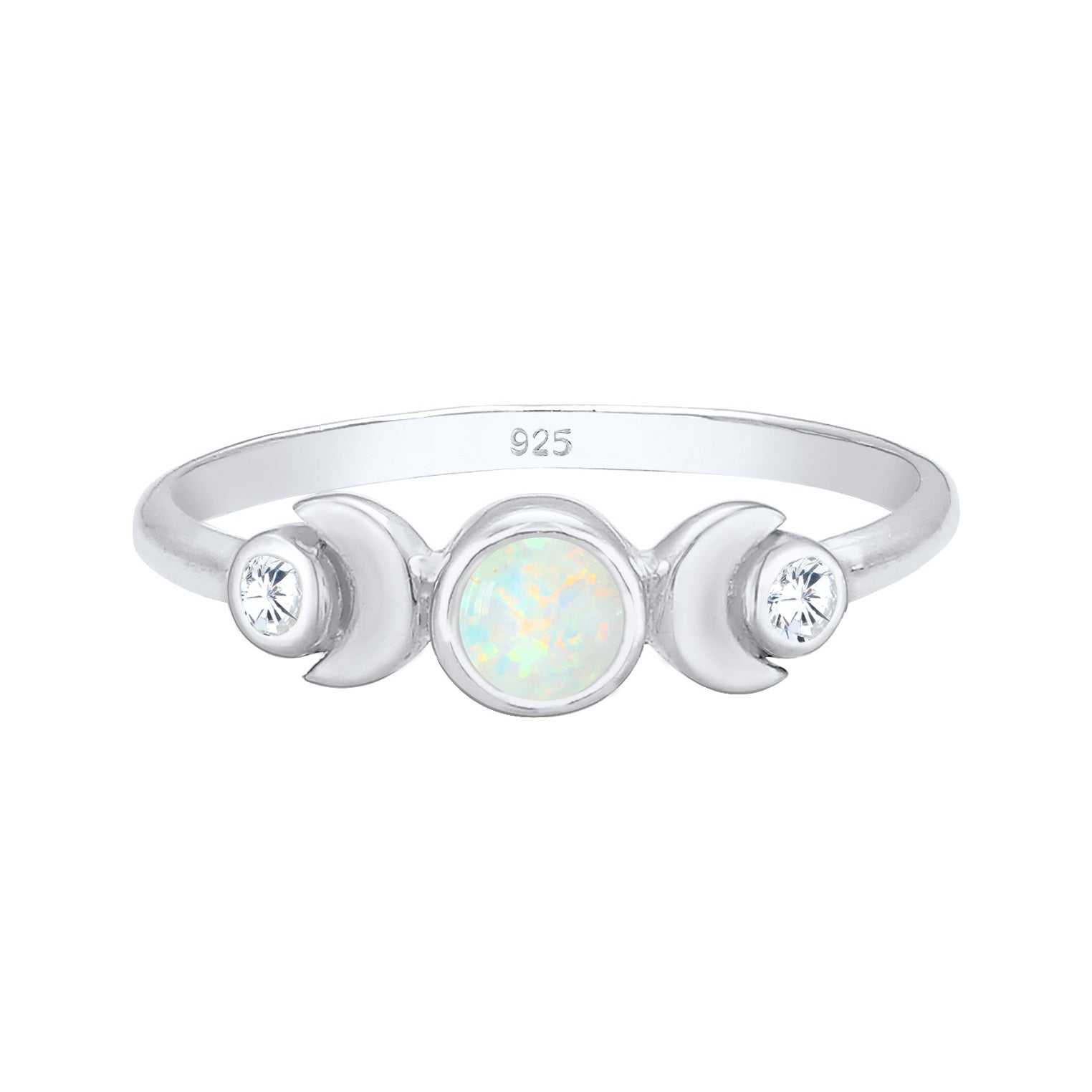 Silber - Elli | Ring Astro | Opal ( Weiß ) | 925er Sterling Silber