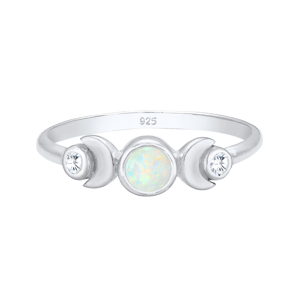 Silber - Elli | Ring Astro | Opal ( Weiß ) | 925er Sterling Silber