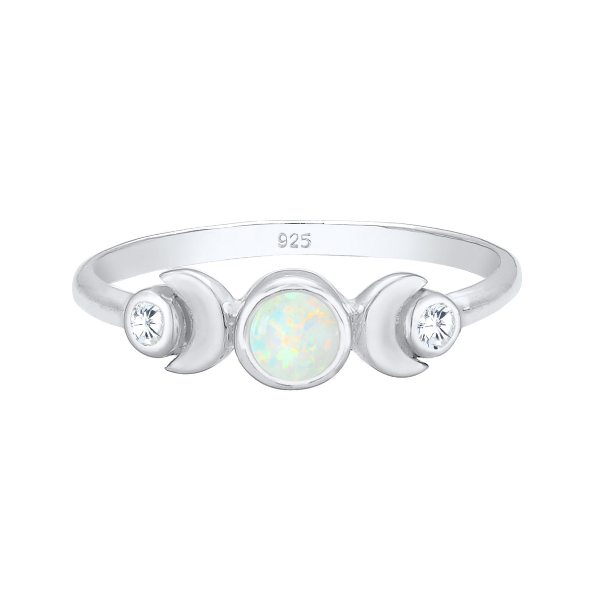Silber - Elli | Ring Astro | Opal ( Weiß ) | 925er Sterling Silber