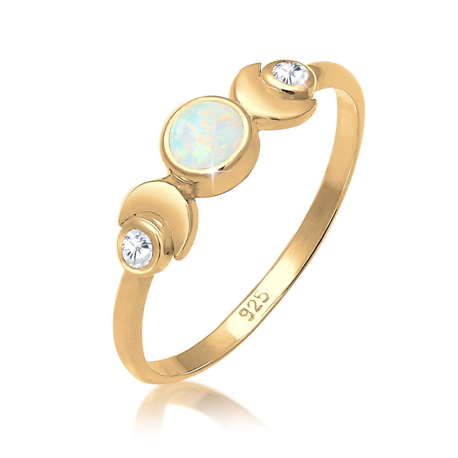 Gold - Elli | Ring Astro | Opal ( Weiß ) | 925 Sterling Silber vergoldet
