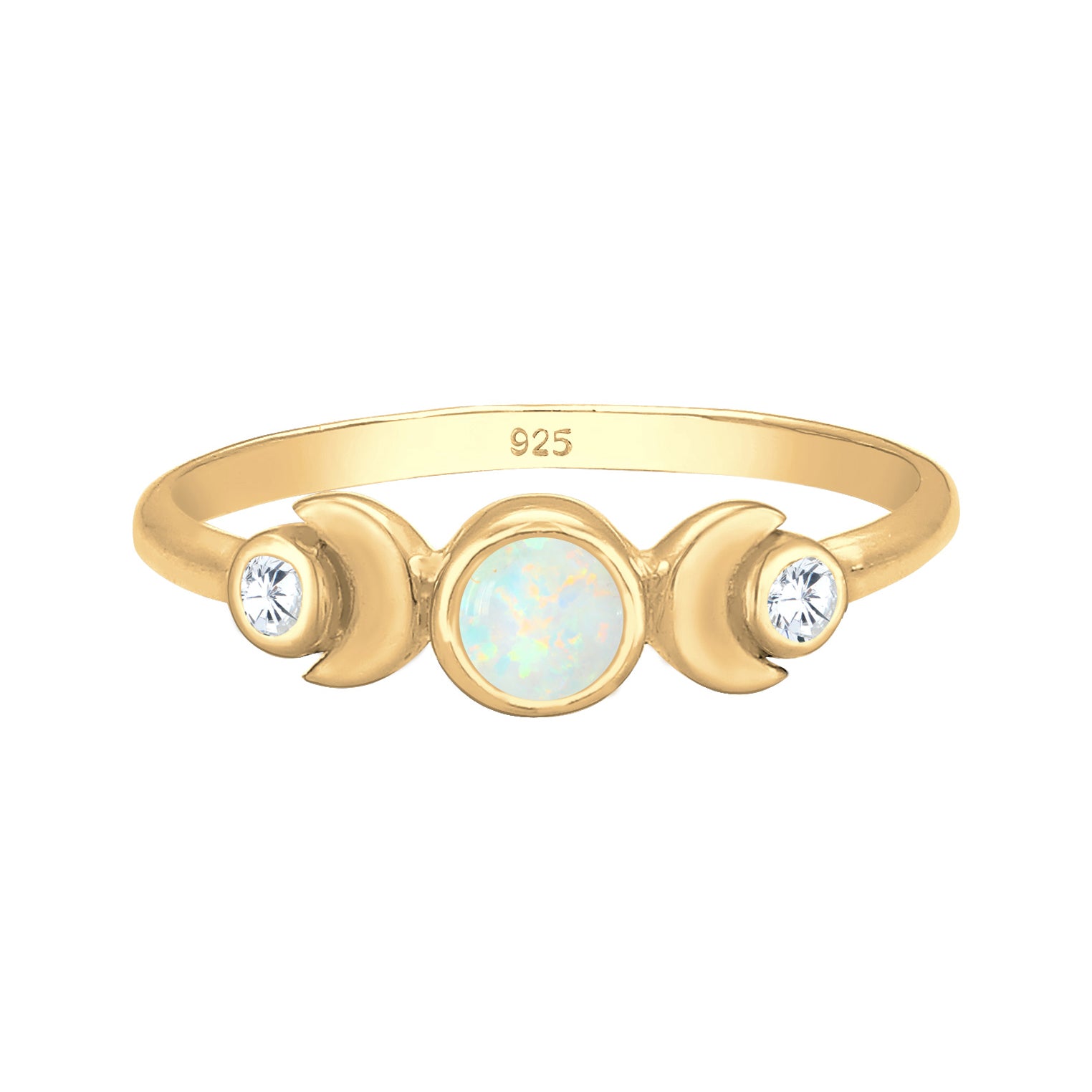 Gold - Elli | Ring Astro | Opal ( Weiß ) | 925 Sterling Silber vergoldet