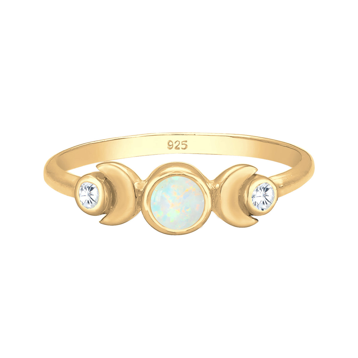 Gold - Elli | Ring Astro | Opal ( Weiß ) | 925 Sterling Silber vergoldet