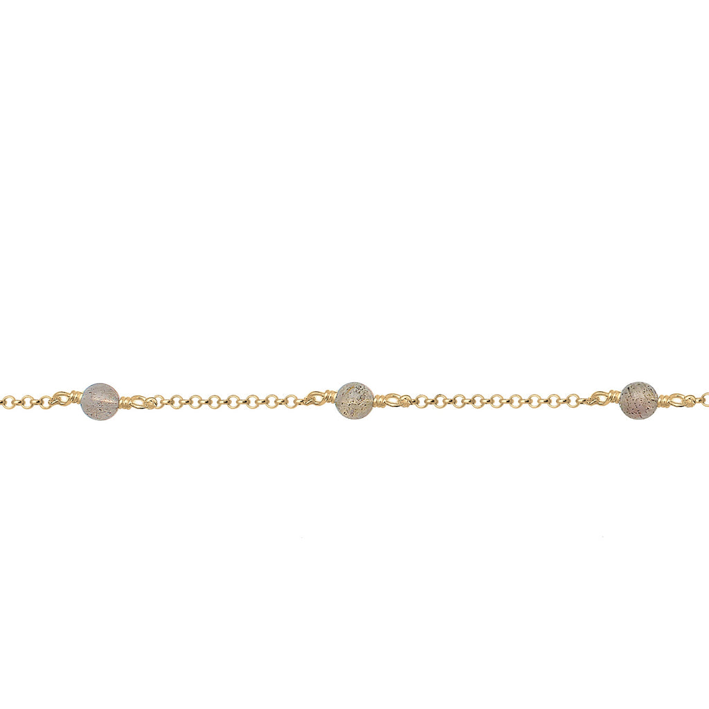 Gold - Elli | Choker | Labradorit (Grau) | 925 Sterling Silber vergoldet