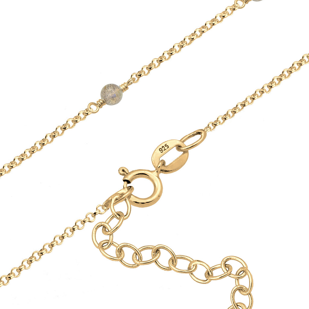 Gold - Elli | Choker | Labradorit (Grau) | 925 Sterling Silber vergoldet