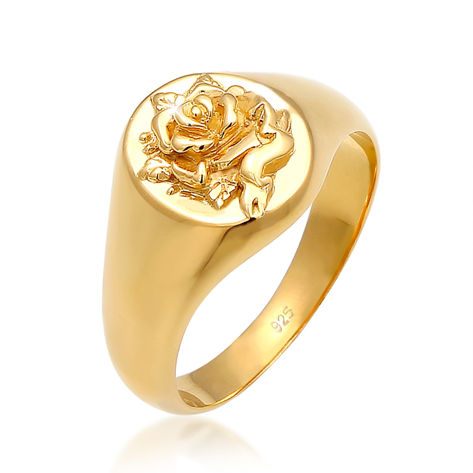 Gold - Elli | Siegelring Rose | 925 Sterling Silber vergoldet