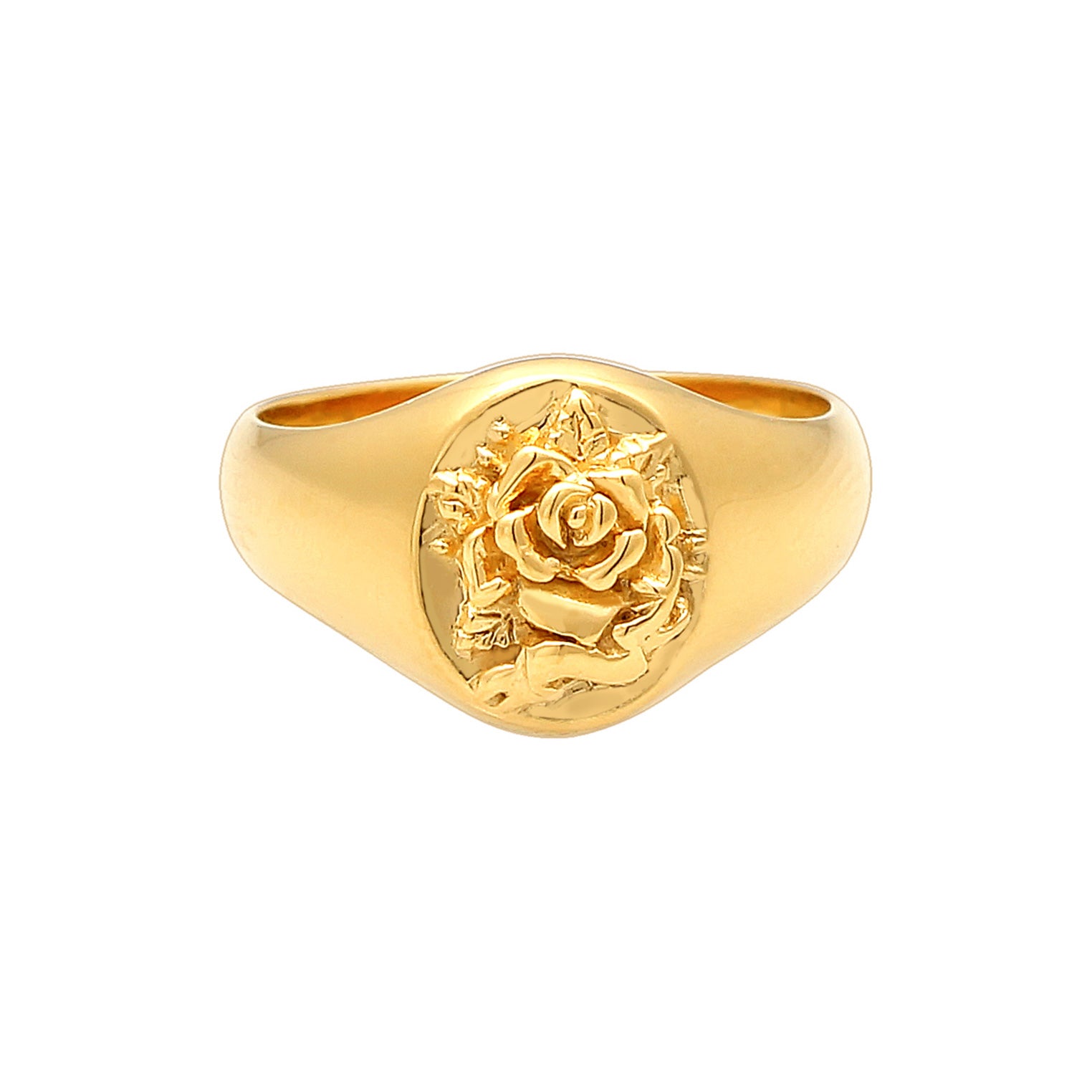 Gold - Elli | Siegelring Rose | 925 Sterling Silber vergoldet