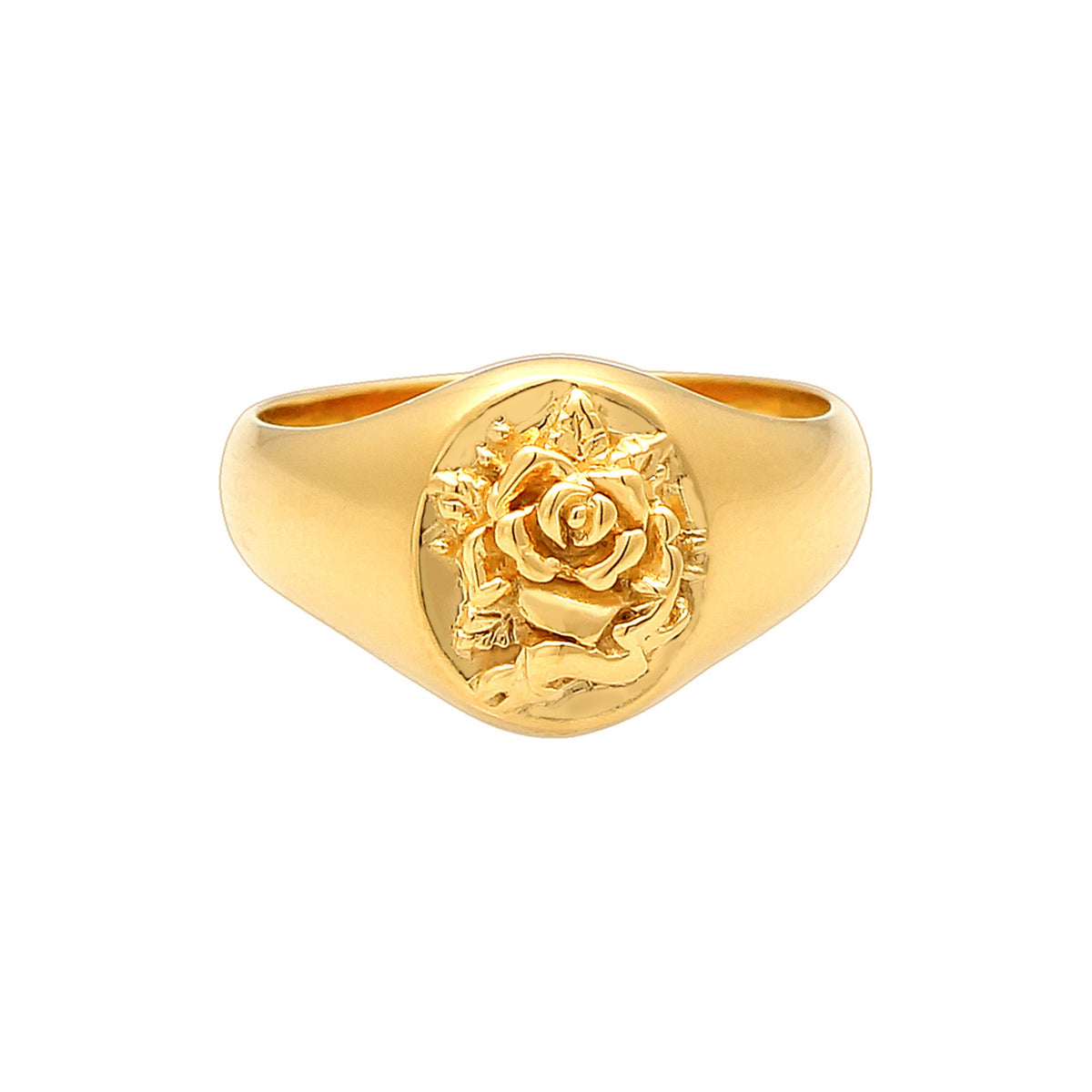 Gold - Elli | Siegelring Rose | 925 Sterling Silber vergoldet