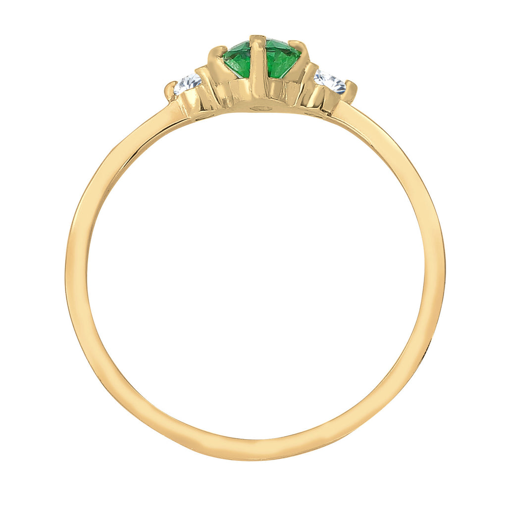 Gold - Elli | Verlobungsring | Zirkonia ( Grün ) | 925 Sterling Silber vergoldet