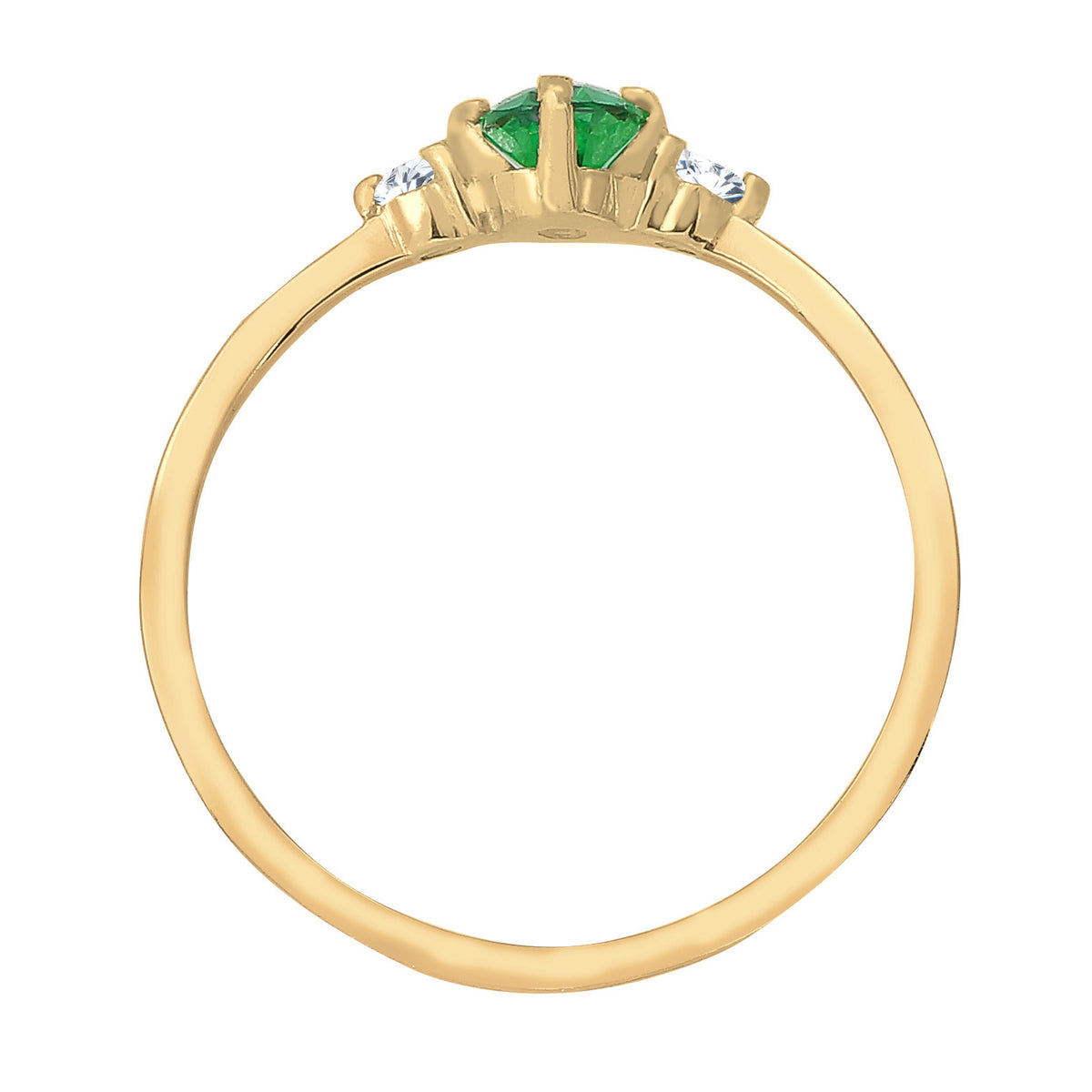 Gold - Elli | Verlobungsring | Zirkonia ( Grün ) | 925 Sterling Silber vergoldet