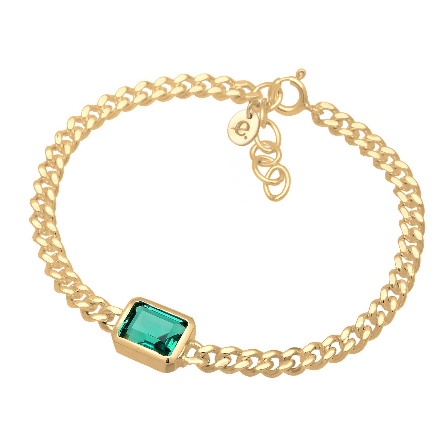 Gold - Elli PREMIUM | Armband | Quarz (Grün) | 925 Sterling Silber vergoldet