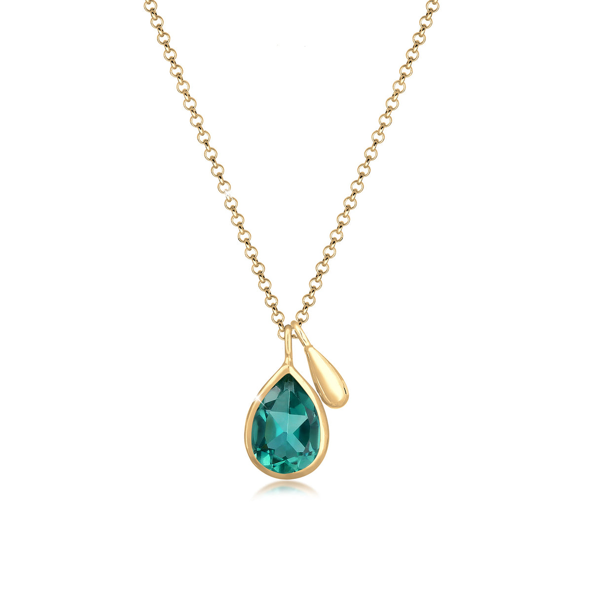 Gold - Elli PREMIUM | Halskette | Quarz (Grün) | 925 Sterling Silber vergoldet