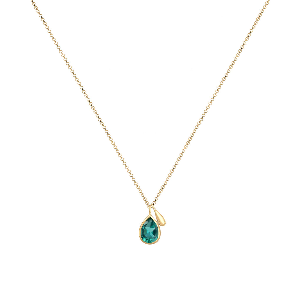 Gold - Elli PREMIUM | Halskette | Quarz (Grün) | 925 Sterling Silber vergoldet
