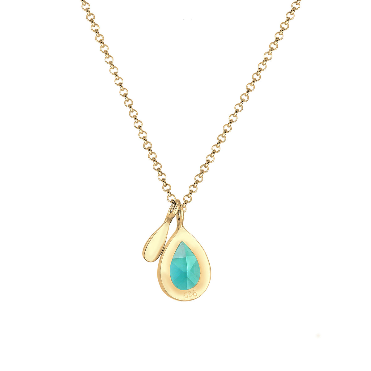 Gold - Elli PREMIUM | Halskette | Quarz (Grün) | 925 Sterling Silber vergoldet