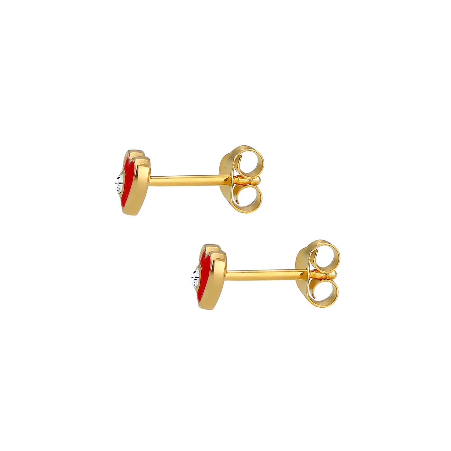 Gold - Elli | Ohrring Herz | Mit Kristallen von Swarovski® (Weiß) | 925 Sterling Silber vergoldet