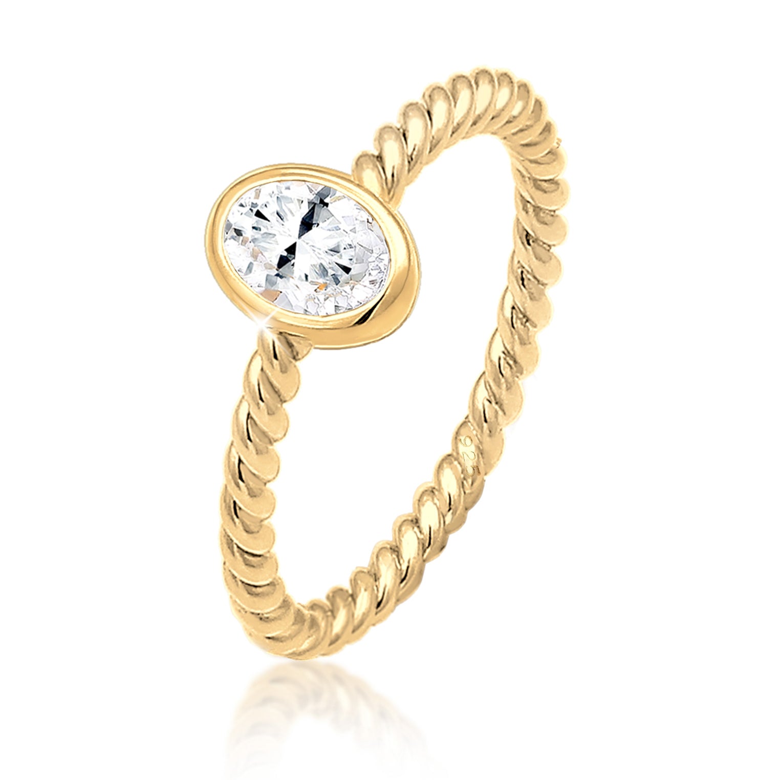 Gold - Elli PREMIUM | Verlobungsring | Topas ( Weiß ) | 925 Sterling Silber vergoldet