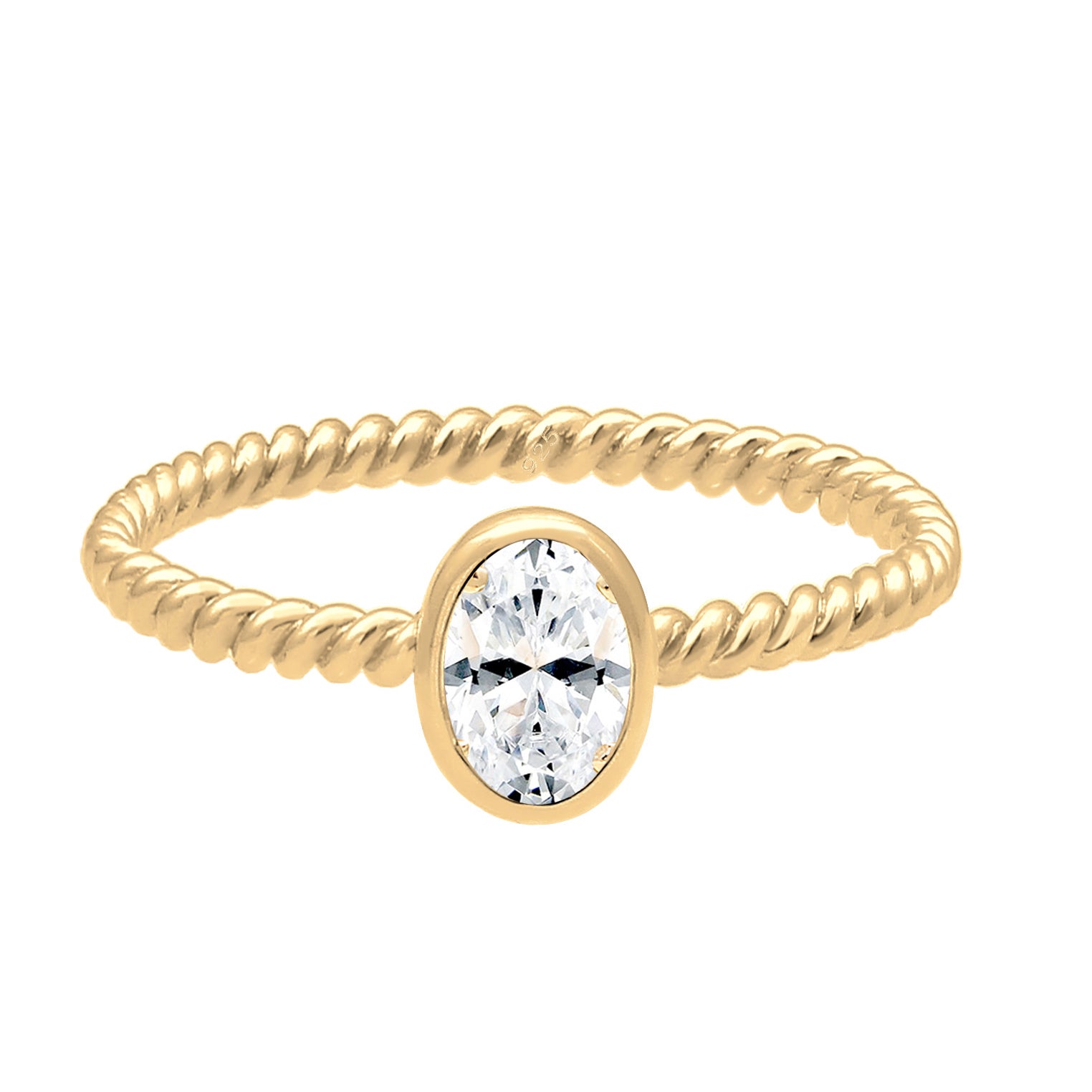 Gold - Elli PREMIUM | Verlobungsring | Topas ( Weiß ) | 925 Sterling Silber vergoldet