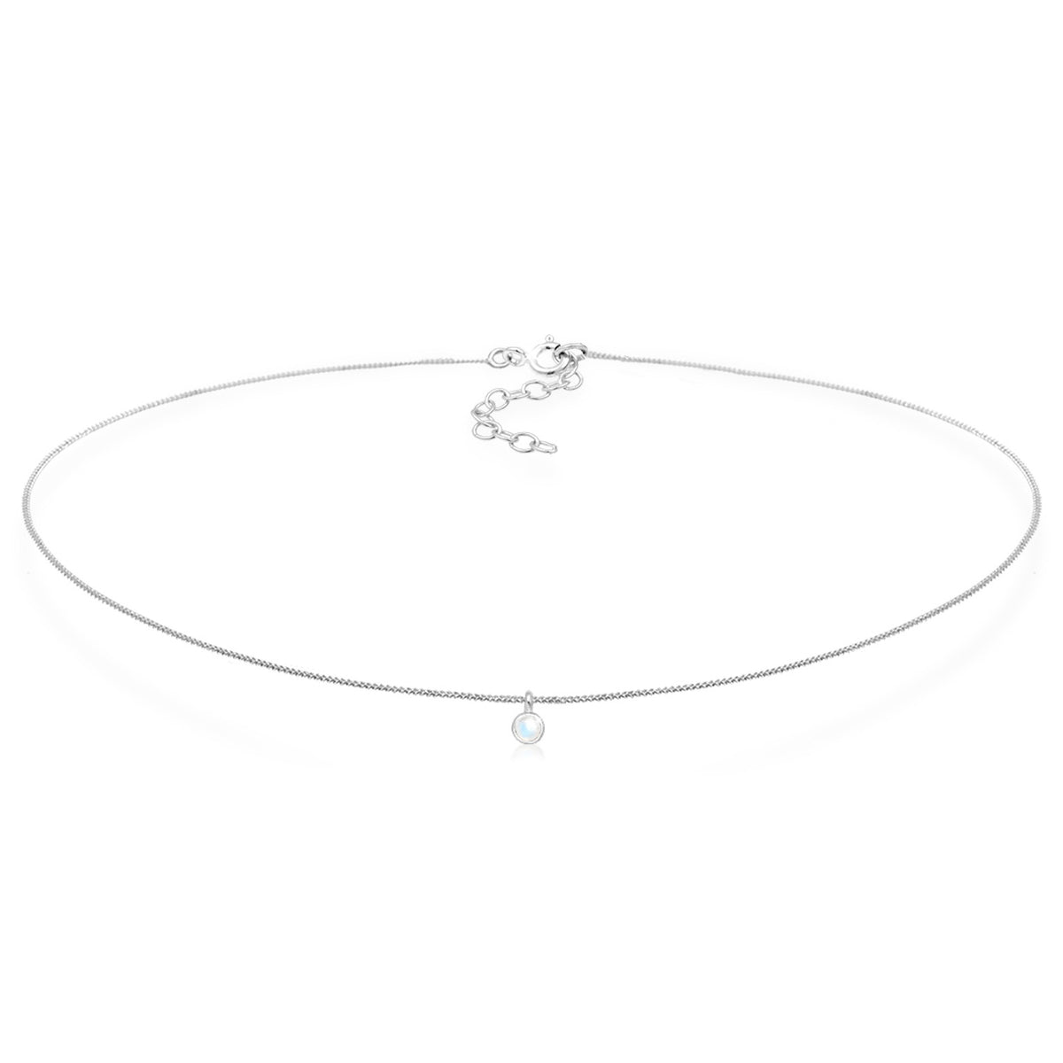 Silber - Elli | Choker Basic | Mondstein (Weiß) | 925er Sterling Silber