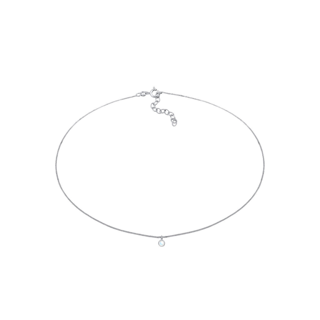 Silber - Elli | Choker Basic | Mondstein (Weiß) | 925er Sterling Silber