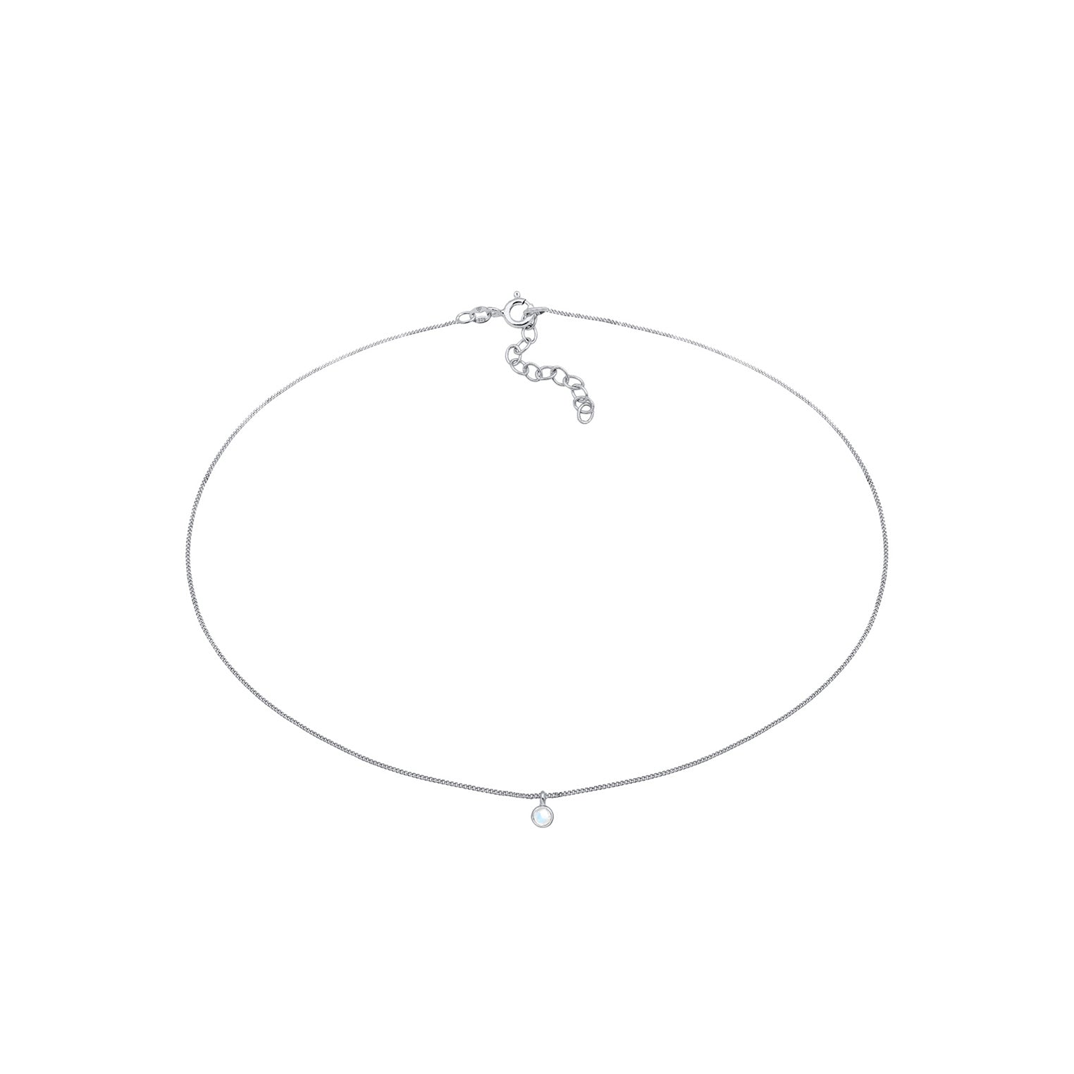 Silber - Elli | Choker Basic | Mondstein (Weiß) | 925er Sterling Silber