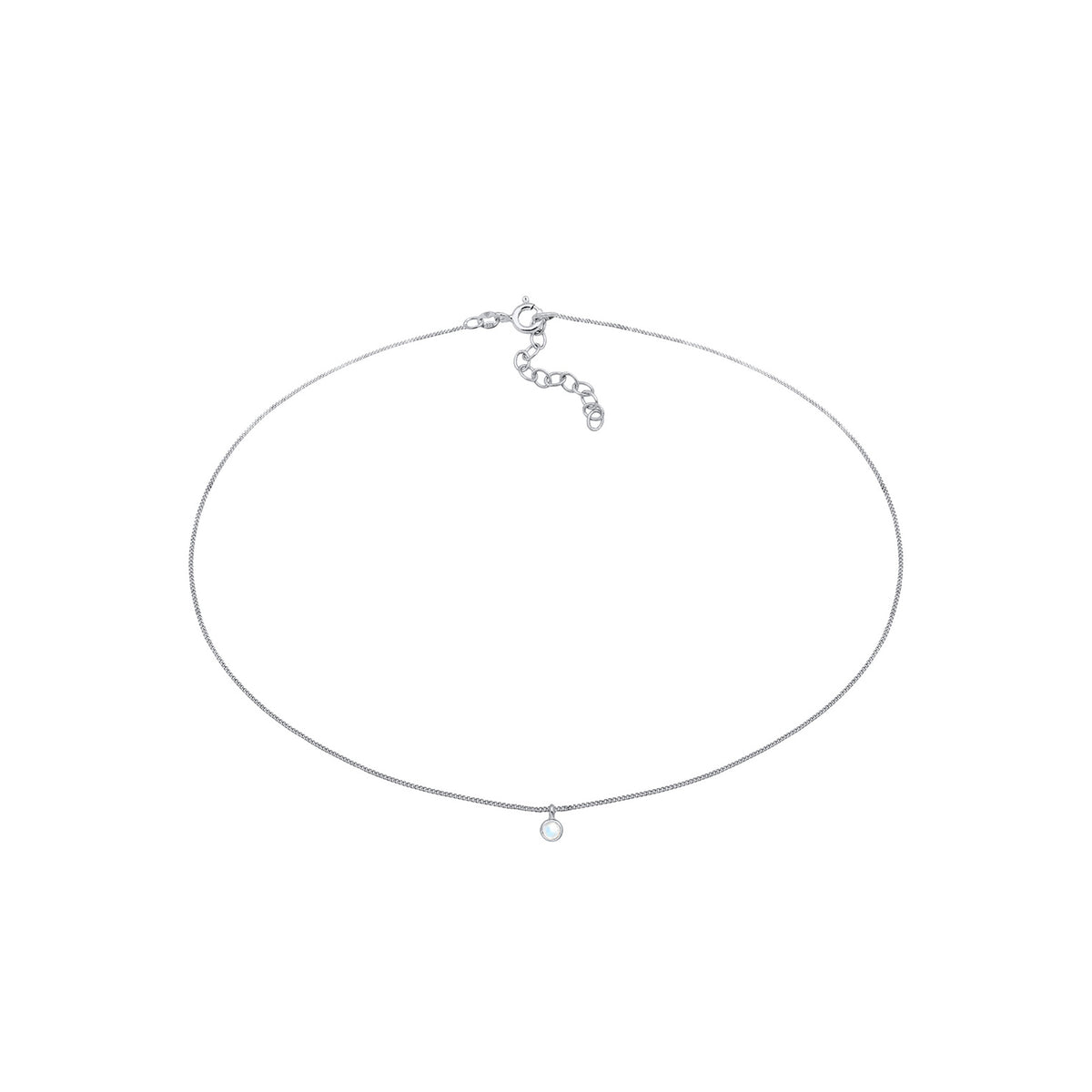 Silber - Elli | Choker Basic | Mondstein (Weiß) | 925er Sterling Silber
