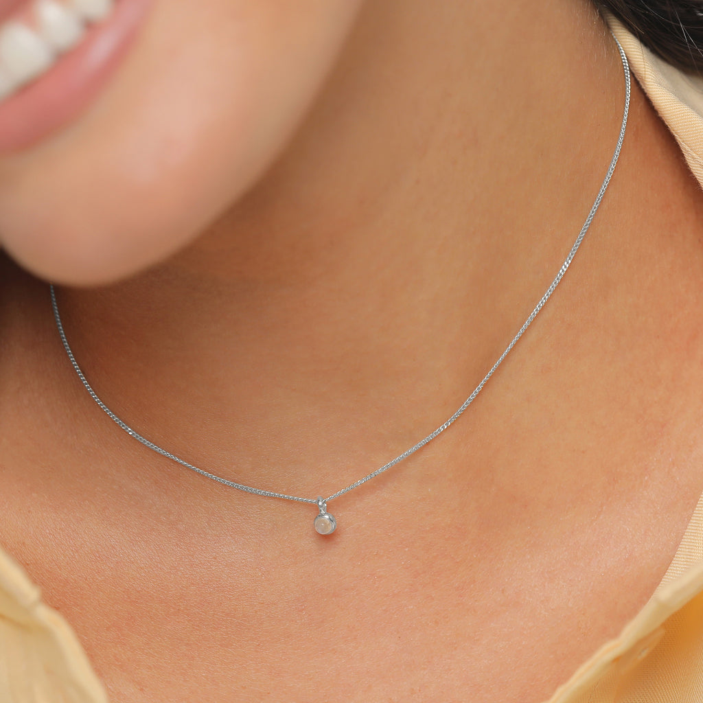 Silber - Elli | Choker Basic | Mondstein (Weiß) | 925er Sterling Silber