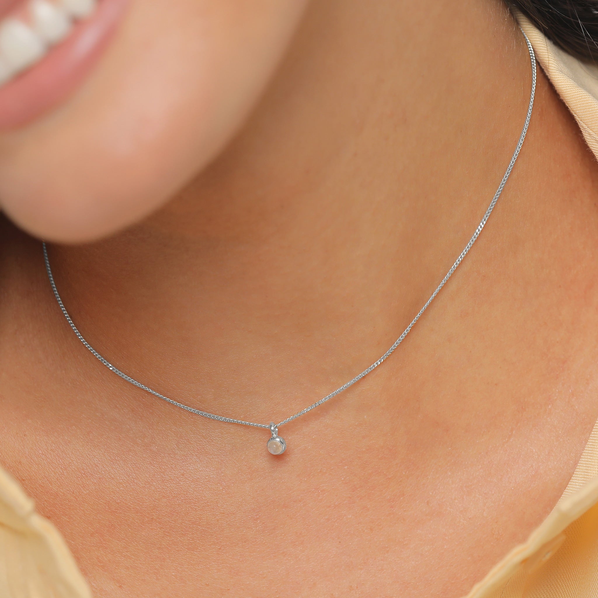 Silber - Elli | Choker Basic | Mondstein (Weiß) | 925er Sterling Silber